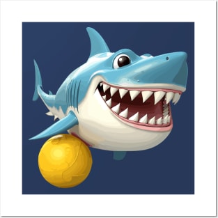 waterpolo shark cartoon Posters and Art